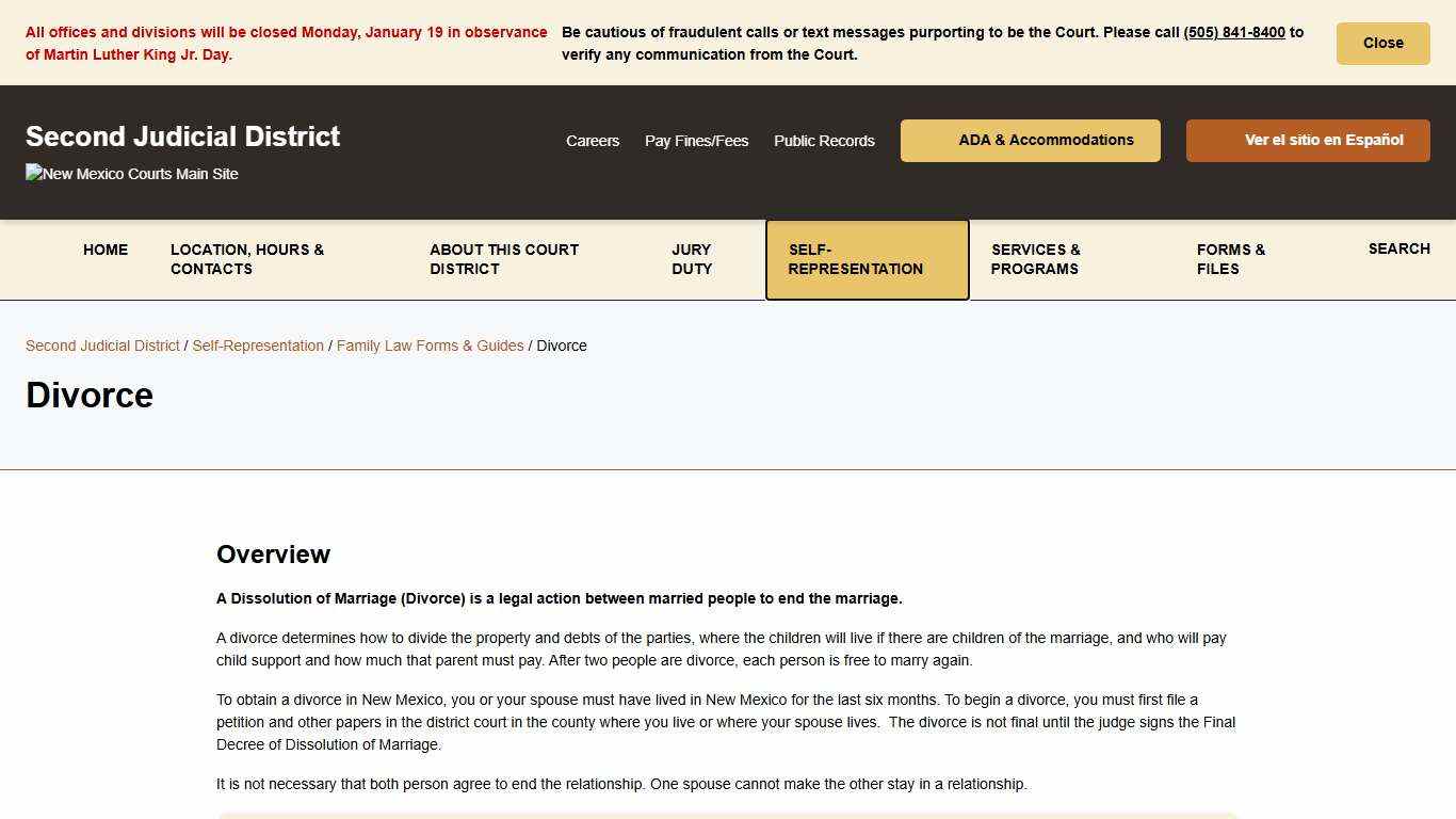 Divorce - Second Judicial District