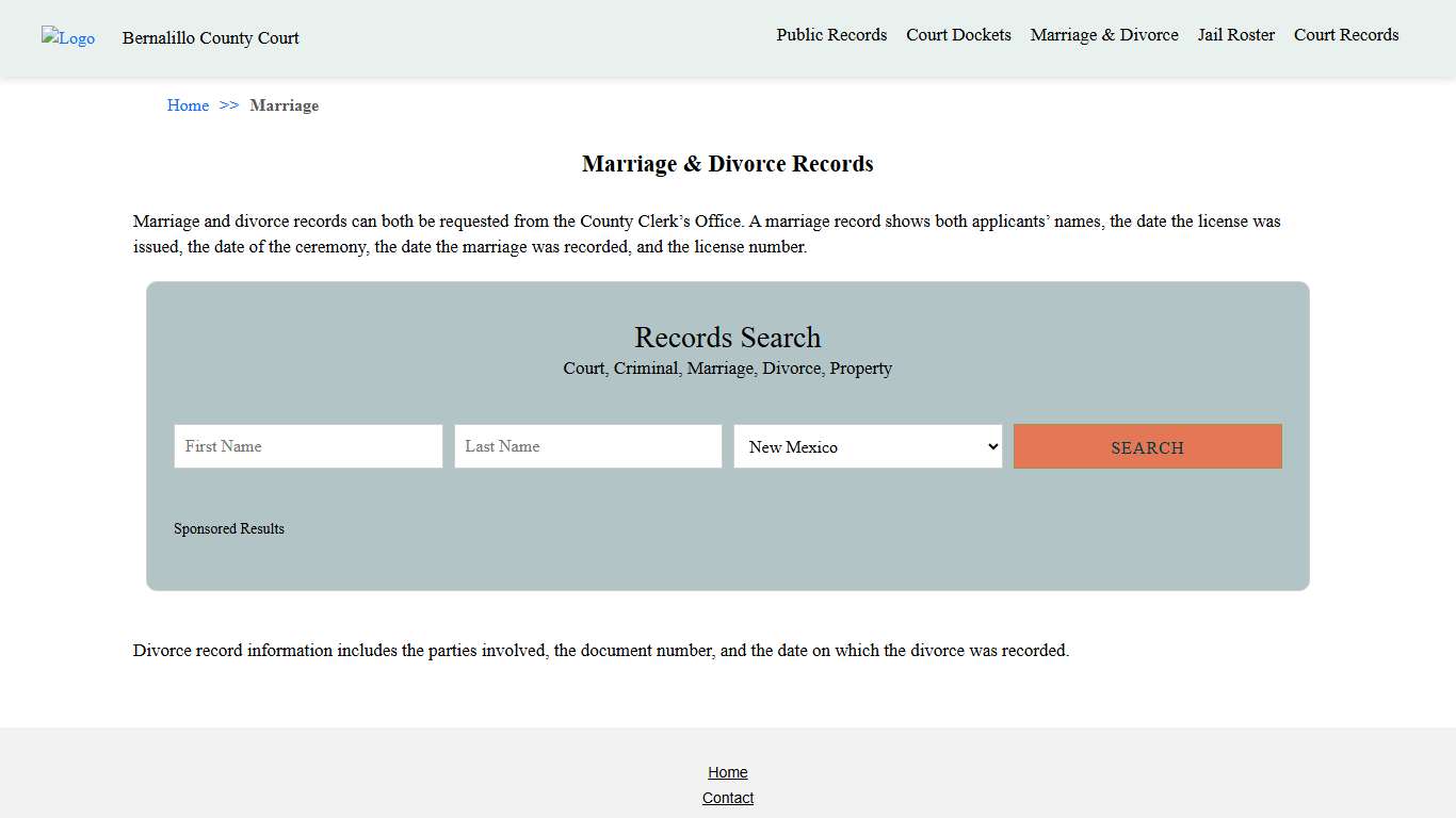 Marriage & Divorce Records | Bernalillo County Court NM